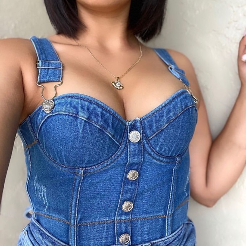 Over all denim crop top ‼️